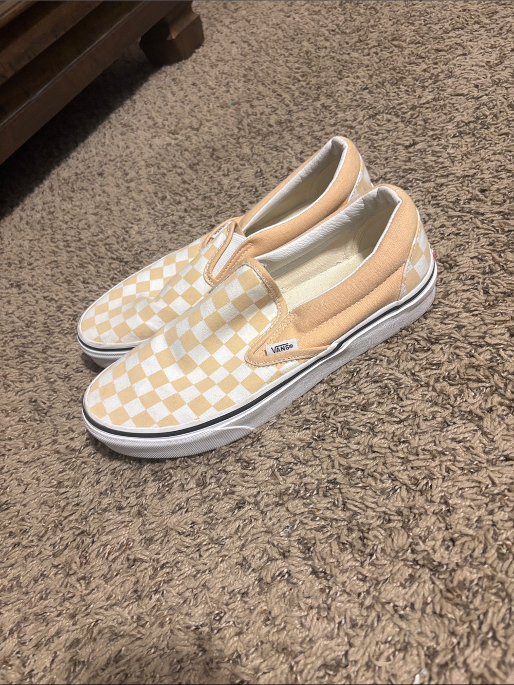 Vans Checkerboard Slip-On in Cream & Tan